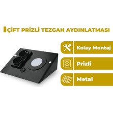Zeyrise 3W Siyah Çift Prizli Tezgah Aydınlatma 3200K Sarı Işık