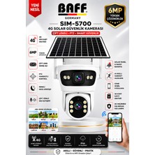 Baff SIM-5700 6mp 4g Sım Kartlı Solar Güvenlik Kamerası Çift Lens Ptz Renkli Gece Görüşlü Dış Mekan (Icsee)
