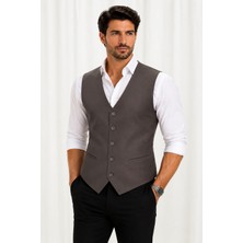 Mentor Regalo Erkek Yelek V Yaka Kahverengi Poliviskon 50307