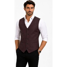 Mentor Regalo Erkek Yelek V Yaka Bordo Puanlı 50304