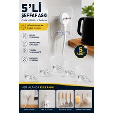 Zefrimo 5 Li Şeffaf Yapışkanlı Fiş Askısı Çok Amaçlı Kablo Düzenleyici Duvar Tipi Askı ve Sabitleyici