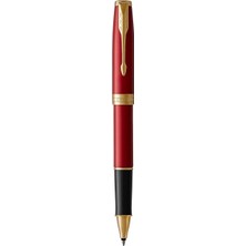 Parker Sonnet Lake Kırmızı Altın Tasarımlı Roller Kalem, Ince Uç, Siyah Mürekkep