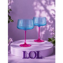 R'eyla R’eyla Lol Bohemia Crystal 220 cc Fırın Boyalı Cup Kadeh Mavi Fuşya – 6’lı Set
