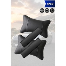 Automod Aygo Uyumlu 2şer Adet Lüks Deri Kemer Kılıfı Koltuk Yastık Set