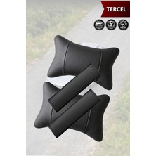 Automod Tercel Uyumlu Lüks Deri 2şer Adet Set Koltuk Yastık Kemer Kılıfı