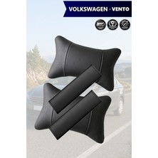 Automod Volkswagen Vento Uyumlu 2şer Adet Kemer Kılıfı Lüks Deri Koltuk Yastık Set