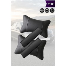 Automod P100 Uyumlu Koltuk Yastık 2şer Adet Set Kemer Kılıfı Lüks Deri
