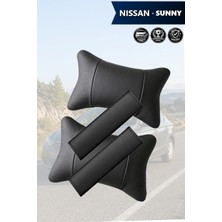 Automod Nissan Sunny Uyumlu Lüks Deri 2şer Adet Set Kemer Kılıfı Koltuk Yastık
