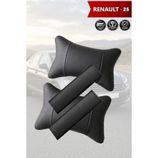 Automod Renault 25 Uyumlu Koltuk Yastık Lüks Deri Set Kemer Kılıfı 2şer Adet