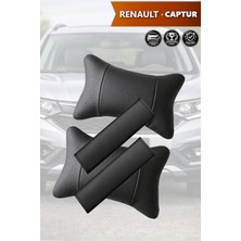 Automod Renault Captur Uyumlu 2şer Adet Kemer Kılıfı Lüks Deri Koltuk Yastık Set