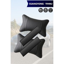 Automod Ssangyong Tivoli Uyumlu Set Lüks Deri 2şer Adet Koltuk Yastık Kemer Kılıfı