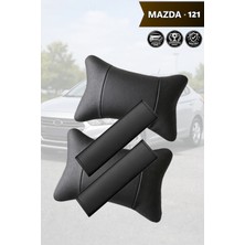 Automod Mazda 121 Uyumlu Set Koltuk Yastık Lüks Deri 2şer Adet Kemer Kılıfı