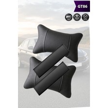 Automod GT86 Uyumlu Lüks Deri Koltuk Yastık 2şer Adet Kemer Kılıfı Set