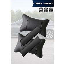 Automod Chery Chance Uyumlu 2şer Adet Kemer Kılıfı Lüks Deri Koltuk Yastık Set