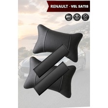 Automod Renault Vel Satis Uyumlu Koltuk Yastık 2şer Adet Lüks Deri Set Kemer Kılıfı