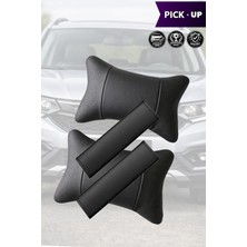 Automod Pick Up Uyumlu Koltuk Yastık Kemer Kılıfı Set Lüks Deri 2şer Adet