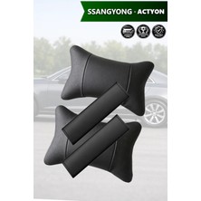 Automod Ssangyong Actyon Uyumlu Kemer Kılıfı Koltuk Yastık Set 2şer Adet Lüks Deri