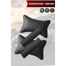 Automod Ssangyong Rexton Uyumlu Koltuk Yastık 2şer Adet Kemer Kılıfı Set Lüks Deri