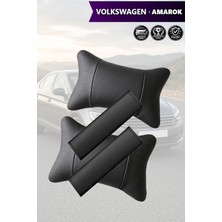 Automod Volkswagen Amarok Uyumlu Kemer Kılıfı 2şer Adet Lüks Deri Set Koltuk Yastık