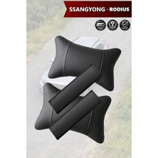 Automod Ssangyong Rodius Uyumlu 2şer Adet Set Koltuk Yastık Kemer Kılıfı Lüks Deri