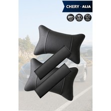 Automod Chery Alia Uyumlu Koltuk Yastık Lüks Deri 2şer Adet Kemer Kılıfı Set