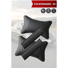 Automod Volkswagen cc Uyumlu Lüks Deri 2şer Adet Koltuk Yastık Set Kemer Kılıfı