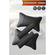 Automod Volkswagen Touran Uyumlu Koltuk Yastık Kemer Kılıfı 2şer Adet Lüks Deri Set