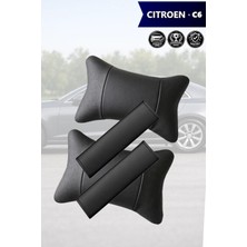 Automod Citroen C6 Uyumlu 2şer Adet Lüks Deri Kemer Kılıfı Koltuk Yastık Set