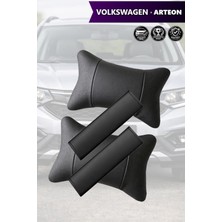 Automod Volkswagen Arteon Uyumlu Set 2şer Adet Kemer Kılıfı Lüks Deri Koltuk Yastık