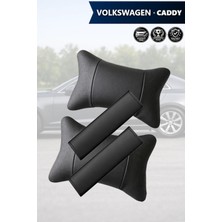 Automod Volkswagen Caddy Uyumlu Lüks Deri Set 2şer Adet Koltuk Yastık Kemer Kılıfı