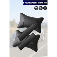 Automod Volkswagen Micro Bus Uyumlu Koltuk Yastık 2şer Adet Lüks Deri Set Kemer Kılıfı