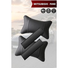 Automod Mitsubishi Fuso Uyumlu Koltuk Yastık Kemer Kılıfı Lüks Deri 2şer Adet Set