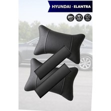 Automod Hyundai Elantra Uyumlu Lüks Deri 2şer Adet Koltuk Yastık Set Kemer Kılıfı