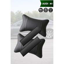 Automod Audi A1 Uyumlu 2şer Adet Set Lüks Deri Kemer Kılıfı Koltuk Yastık