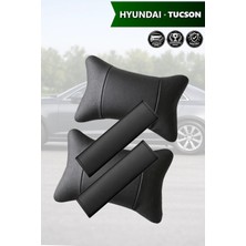 Automod Hyundai Tucson Uyumlu 2şer Adet Lüks Deri Koltuk Yastık Kemer Kılıfı Set