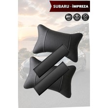 Automod Subaru Impreza Uyumlu Koltuk Yastık Set Lüks Deri 2şer Adet Kemer Kılıfı