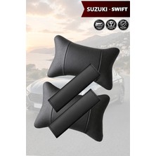Automod Suzuki Swift Uyumlu Lüks Deri Koltuk Yastık 2şer Adet Kemer Kılıfı Set