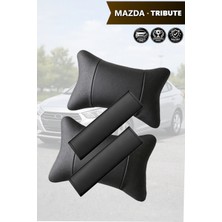 Automod Mazda Tribute Uyumlu Koltuk Yastık Lüks Deri 2şer Adet Kemer Kılıfı Set