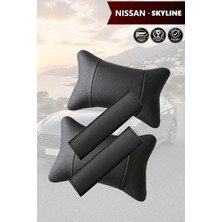 Automod Nissan Skyline Uyumlu Kemer Kılıfı Koltuk Yastık Set 2şer Adet Lüks Deri