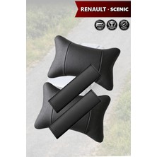 Automod Renault Scenic Uyumlu Lüks Deri 2şer Adet Koltuk Yastık Set Kemer Kılıfı
