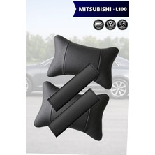 Automod Mitsubishi L100 Uyumlu 2şer Adet Lüks Deri Koltuk Yastık Kemer Kılıfı Set