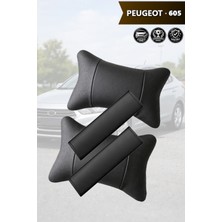 Automod Peugeot 605 Uyumlu 2şer Adet Koltuk Yastık Kemer Kılıfı Lüks Deri Set