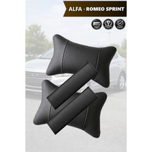Automod Alfa Romeo Sprint Uyumlu Koltuk Yastık Set Lüks Deri Kemer Kılıfı 2şer Adet