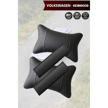Automod Volkswagen Scirocco Uyumlu Lüks Deri 2şer Adet Kemer Kılıfı Set Koltuk Yastık