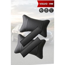 Automod Volvo V90 Uyumlu 2şer Adet Kemer Kılıfı Set Koltuk Yastık Lüks Deri