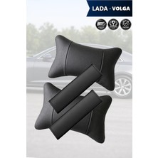Automod Lada Volga Uyumlu 2şer Adet Lüks Deri Koltuk Yastık Kemer Kılıfı Set