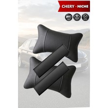 Automod Chery Niche Uyumlu Set 2şer Adet Koltuk Yastık Kemer Kılıfı Lüks Deri