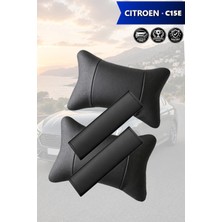 Automod Citroen C15E Uyumlu 2şer Adet Lüks Deri Koltuk Yastık Kemer Kılıfı Set