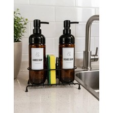 Berina Home 500 ml Metal Standlı Sıvı Sabunluk & Deterjanlık - Dayanıklı Cam Malzeme ile Şık Tasarım Büyük Boy