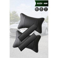 Automod Audi A80 Uyumlu Kemer Kılıfı Lüks Deri 2şer Adet Koltuk Yastık Set